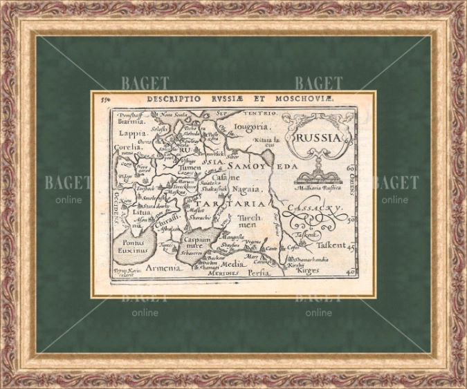 Антикварная карта DESCRIPTIO RUSSIA ET MOSCHOVIA (Описание России и Московии, Тартарии) 1598 г