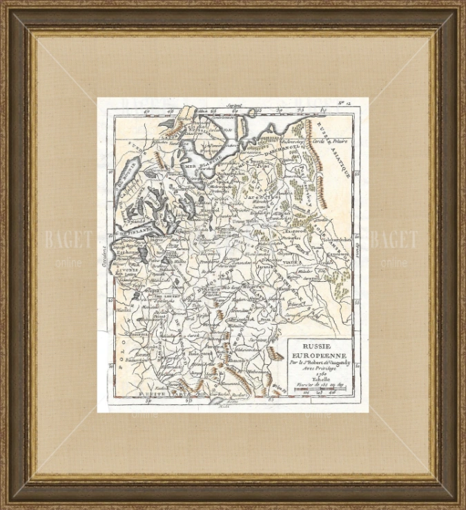 Оригинальная карта России в Европе (RUSSIE, EUROPEENNE), 1750 год с датой