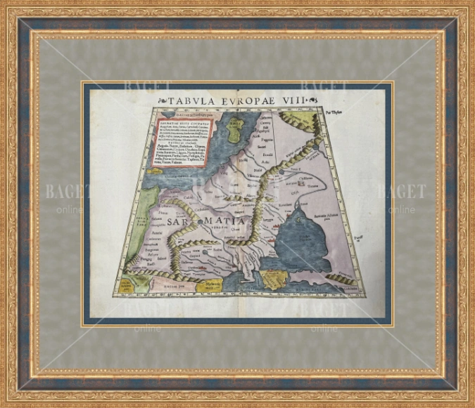 Античная карта 'Tabula Europae VIII' 1545 года — по Птолемею
