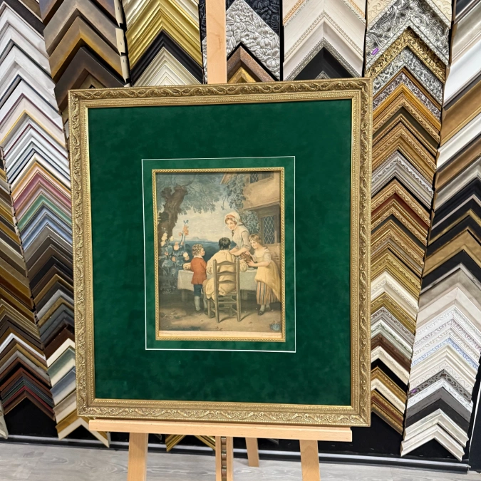 Антикварная гравюра Семейный ужин 1798 гг