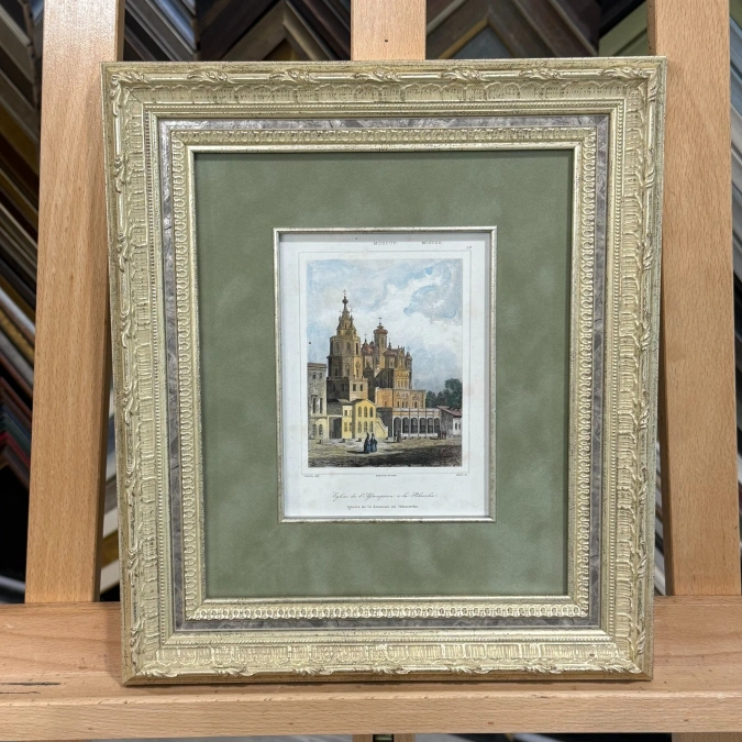 Гравюра Москва. Церковь Успения на Покровке (1838) — Огюст Кадоль