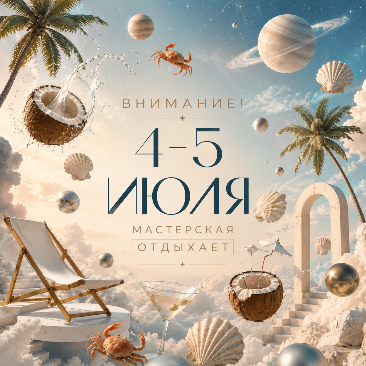 4–5 июля мастерская не работает